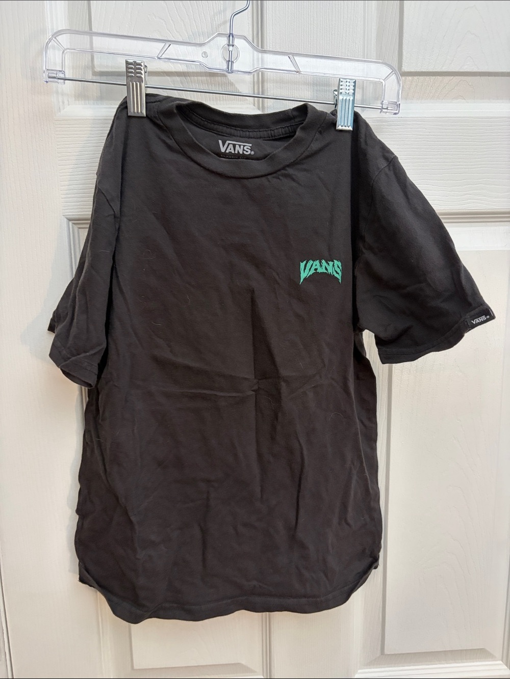Vans Black Tee with Teal Logo - Kids Short Sleeve